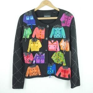 Michael Simon Small Cardigan Fashion Novelty Coat Print 90s Maximalist Sweater